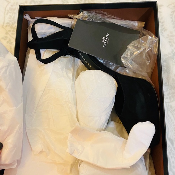 Coach Chrystie Black Lux Suede Heels 9.5 - Picture 4 of 5